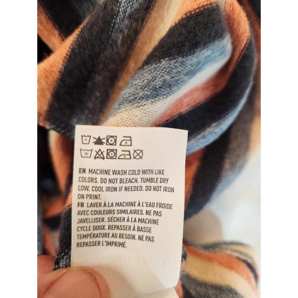 American Eagle Soft & Sexy Women Plush Striped Long Sleeve Top Blue Orange Small - Picture 9 of 9